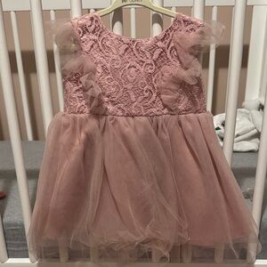 Pink Lace and Tulle Baby Dress